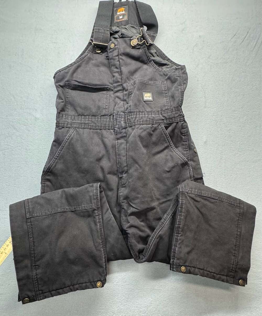Berne Insulated Bib Overalls Size M Black Quilt Lined